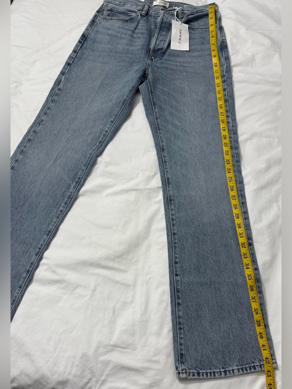 NWT FRAME The Vertical Women's Blue High-rise Straight-leg Jeans Size 27 - Picture 9 of 10